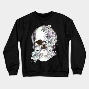 Floral Skull antiche white roses and peony Crewneck Sweatshirt